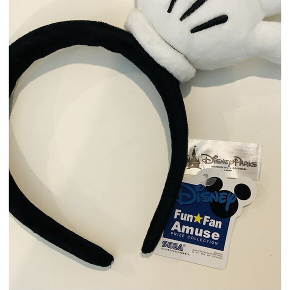 NEW DISNEY MICKEY MOUSE PLUSH WHITE GLOVES MOUSE EARS HEADBAND Hair Accessory - Picture 4 of 4